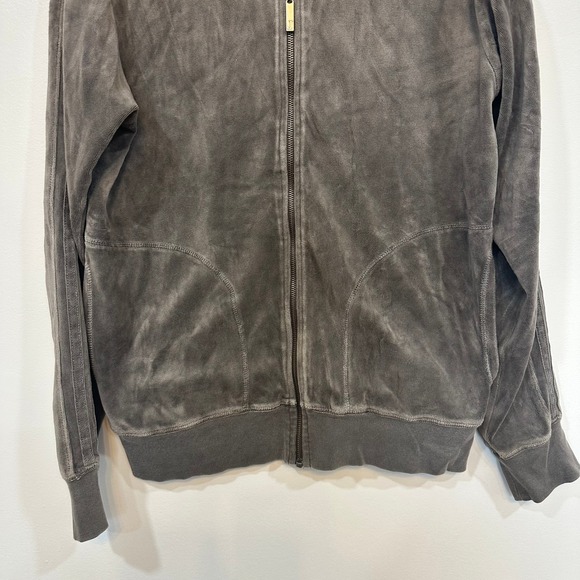 Juicy Couture Vintage Track Jacket Medium Made USA Gray Velour Y2K Zip Up - Picture 4 of 8